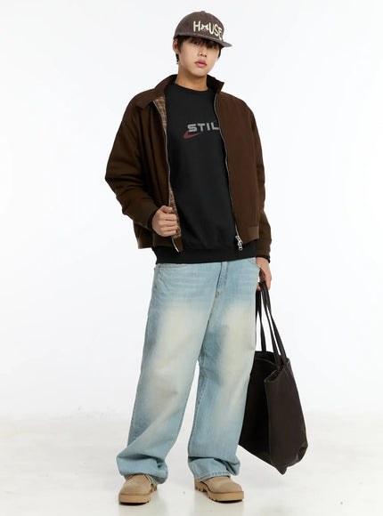 mens-plaid-harrington-jacket-im502 / Brown