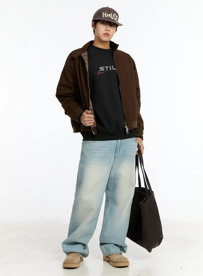 mens-plaid-harrington-jacket-im502 / Brown