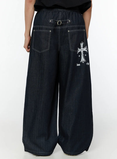 mens-wide-leg-jeans-dark-blue-iu516 / Dark blue