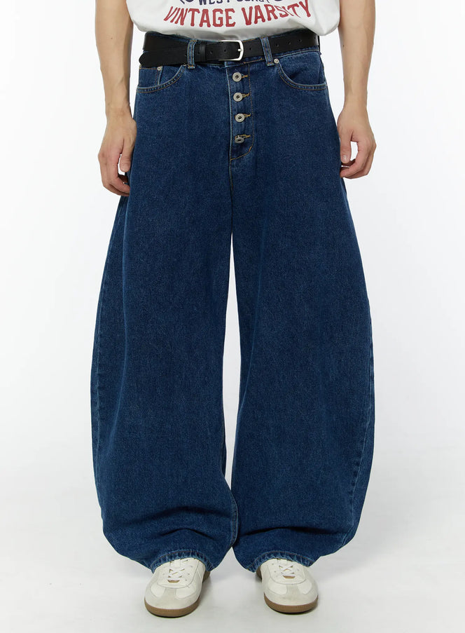 mens-rohan-curved-fit-wide-leg-jeans-iu504 / Dark blue