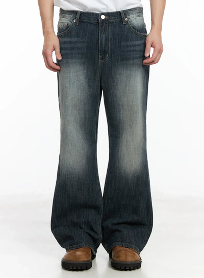 mens-washed-flared-jeans-if517 / Dark blue