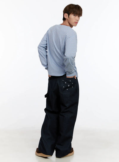 mens-back-seat-pocket-denim-jeans-in512 / Dark blue