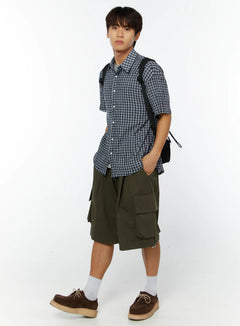mens-plaid-button-up-shirt-iy514 / Dark blue