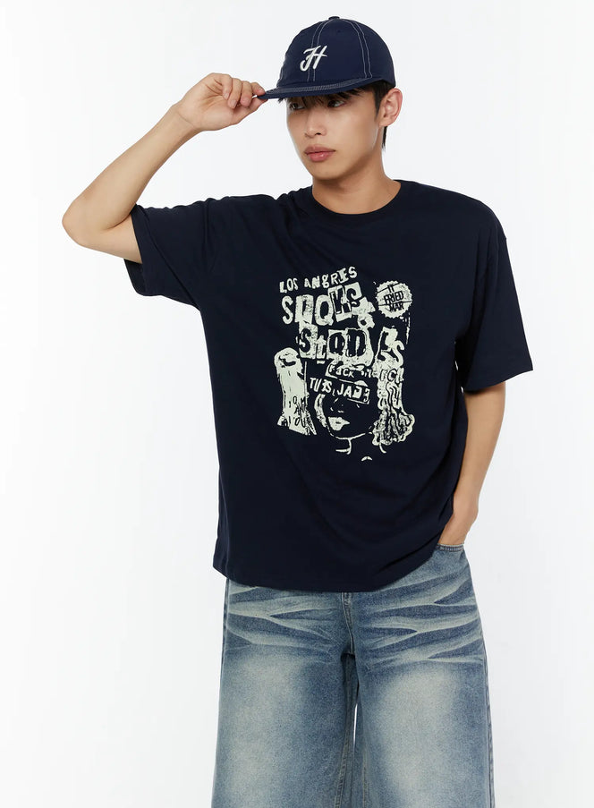 mens-graphic-tee-iu516 / Dark blue