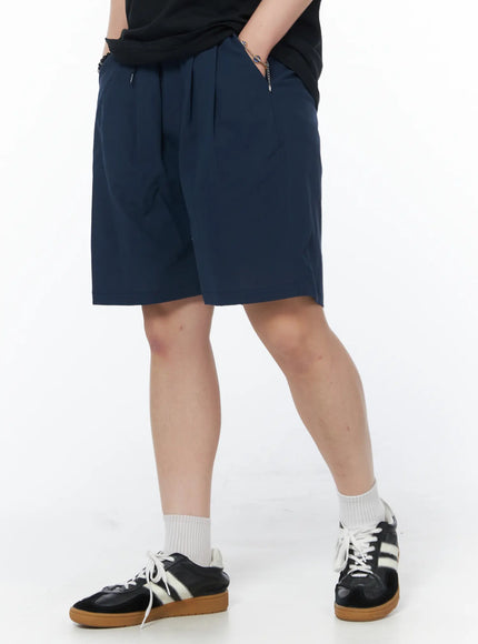 mens-casual-pintuck-shorts-dark-blue-iy522 / Dark blue