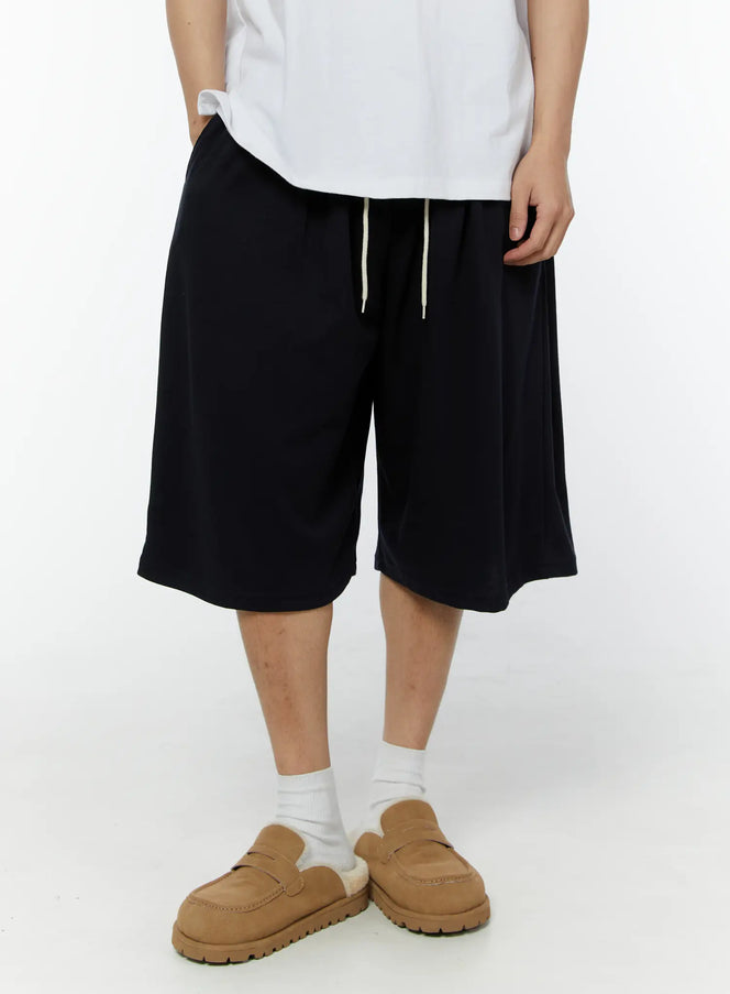 mens-pintuck-bermuda-shorts-dark-blue-iu508 / Dark blue