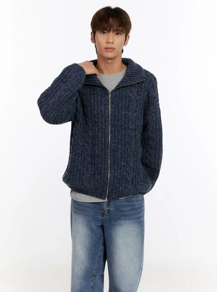 mens-knit-zip-up-jacket-in524 / Dark blue