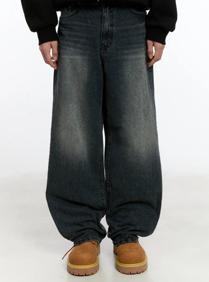 mens-wide-leg-washed-jeans-id502 / Dark blue