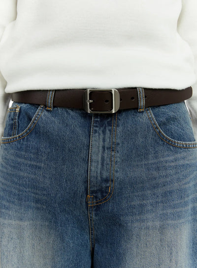 rounded-square-buckle-belt-if511 / Dark brown