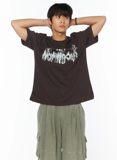 mens-urban-graphic-print-t-shirt-iu503 / Dark brown