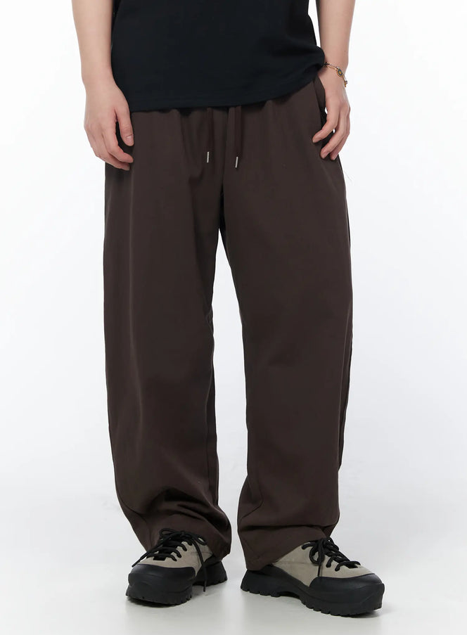 mens-relaxed-fit-track-pants-dark-brown-iy522 / Dark brown