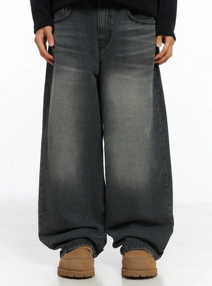 mens-fade-wide-leg-jeans-ij514 / Dark gray