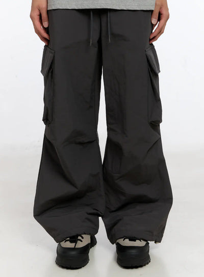 mens-string-wide-cargo-pants-in512 / Dark gray