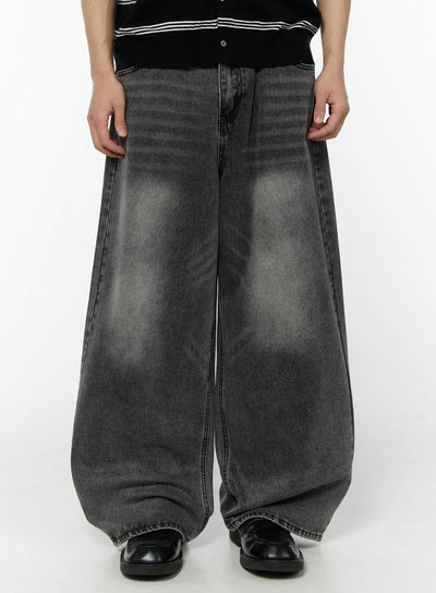 mens-hael-balloon-fit-washed-jeans-iu504 / Dark gray