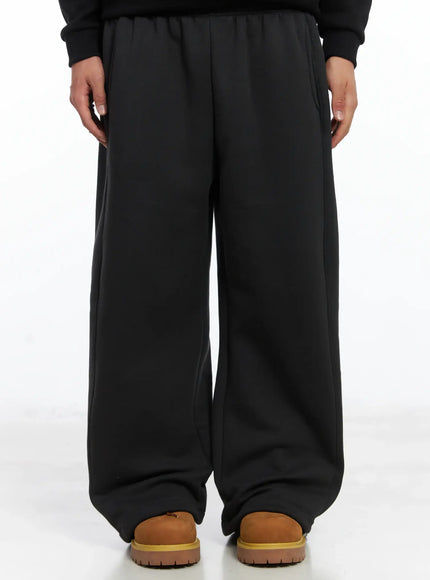 mens-basic-logo-embroidered-fleece-lined-sweatpants-ij512 / Dark gray