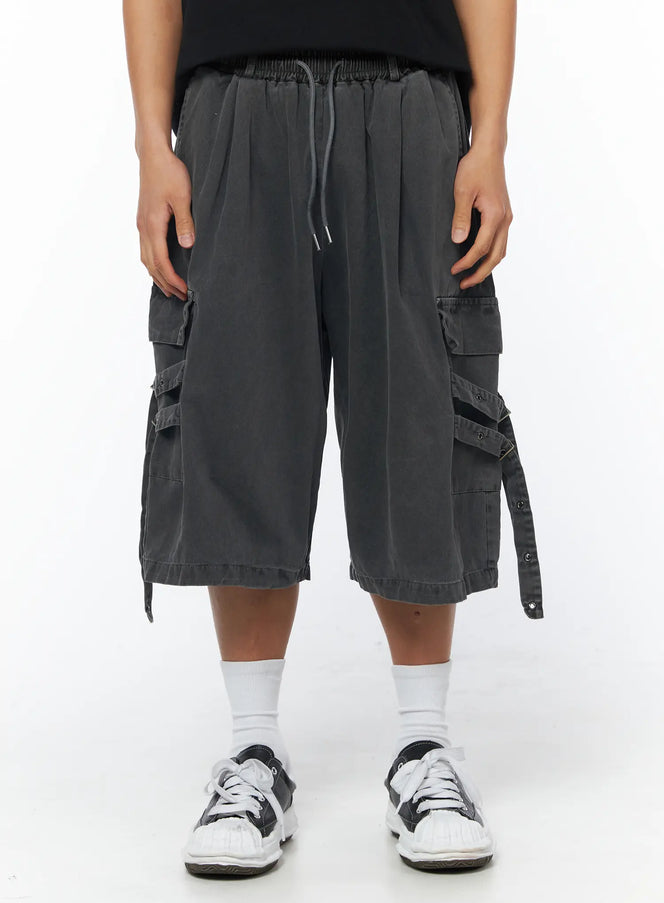 mens-street-style-cargo-bermuda-shorts-iu503 / Dark gray