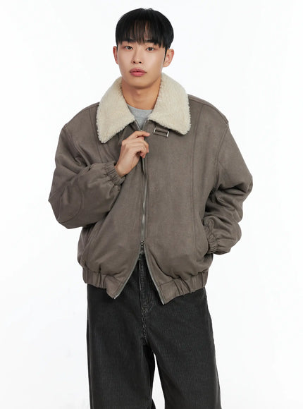mens-suede-collar-aviator-jacket-in518-1 / Dark gray