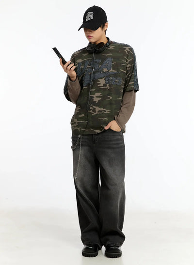 mens-double-layer-camo-long-sleeve-tee-im502 / Dark green