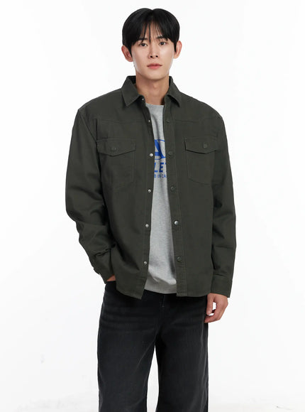 mens-classic-cotton-snap-shirt-ij521 / Dark green
