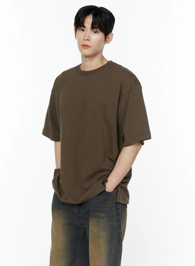 mens-basic-crewneck-oversized-t-shirt / Dark green