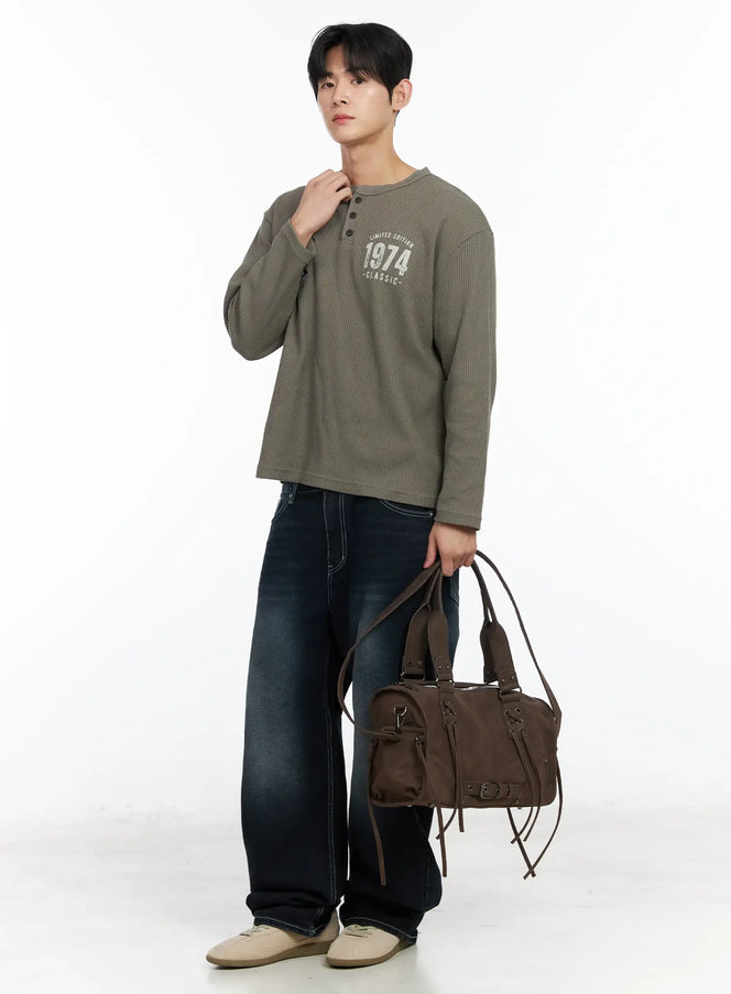 mens-patch-long-sleeve-tee-im523 / Dark green