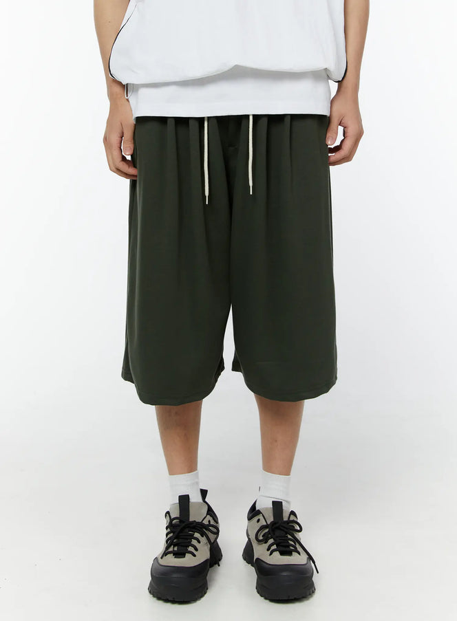 mens-pintuck-bermuda-shorts-dark-green-iu508 / Dark green