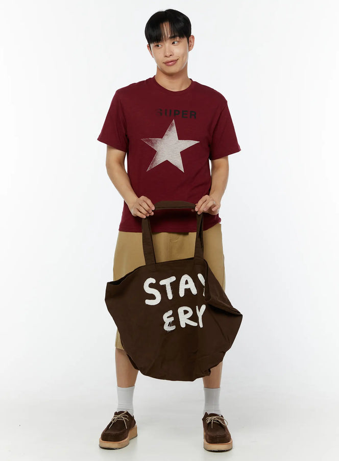 mens-graphic-star-print-t-shirt-iu518 / Dark red