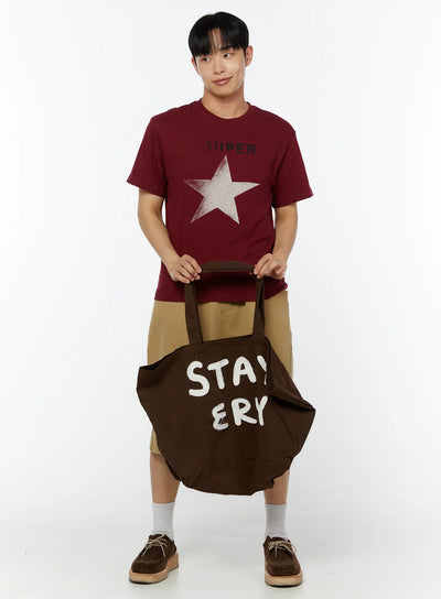 mens-graphic-star-print-t-shirt-iu518 / Dark red