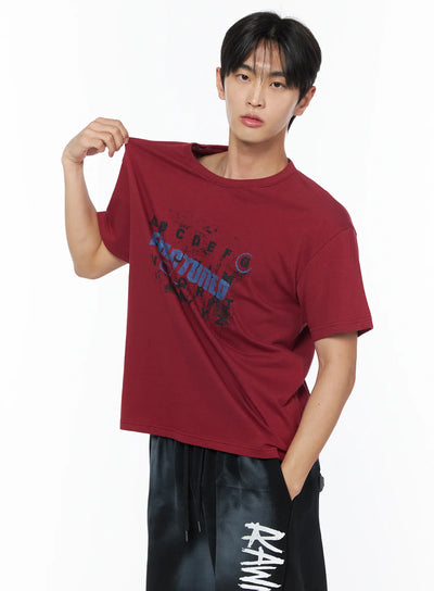 mens-graphic-tee-iu510 / Dark red