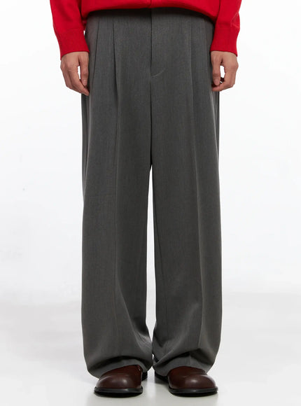 mens-pintuck-wide-leg-trousers-is519 / Gray