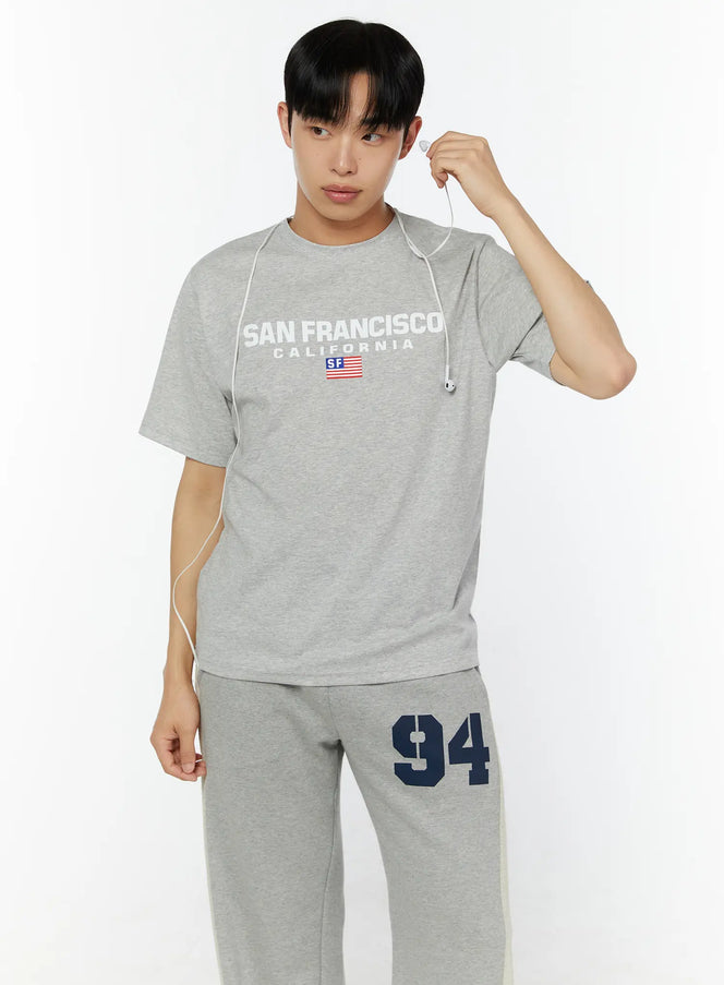 mens-graphic-round-neck-t-shirt-iu518 / Gray