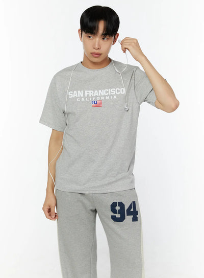 mens-graphic-round-neck-t-shirt-iu518 / Gray