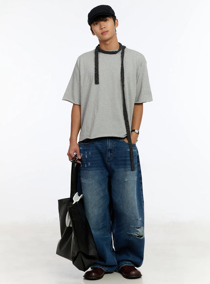 mens-raw-edge-cut-off-t-shirt-im530 / Gray