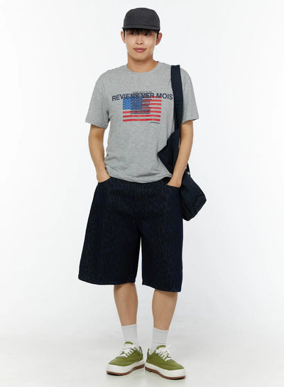 mens-graphic-semi-crop-tee-iu518 / Gray