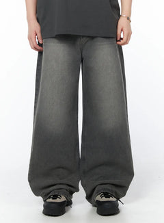 mens-vintage-wide-leg-jeans-iy522 / Gray