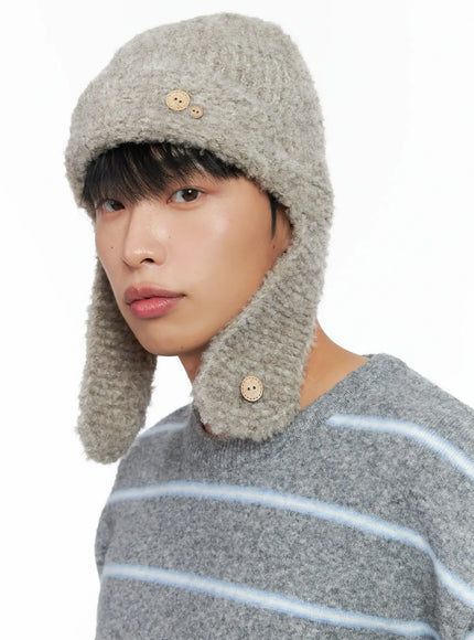 button-boucle-ear-flap-beanie-in518-1 / Gray