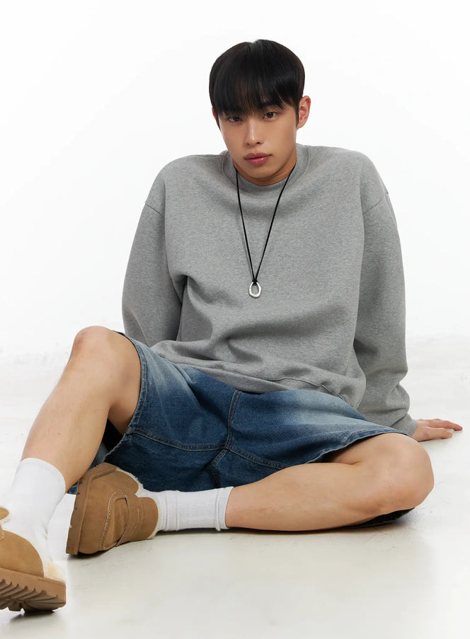 mens-basic-crewneck-sweatshirt-im516 / Gray