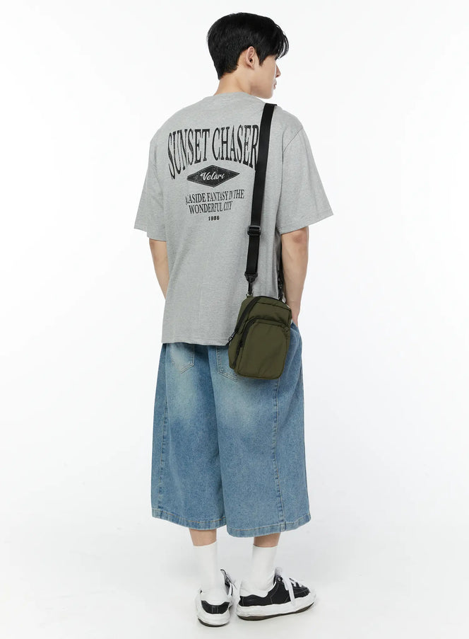 mens-casual-back-print-t-shirt-ia527 / Gray