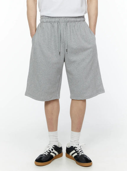 mens-side-slit-bermuda-sweat-shorts-gray-iy504 / Gray