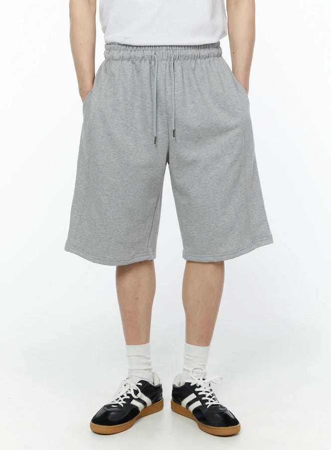 mens-side-slit-bermuda-sweat-shorts-gray-iy504 / Gray