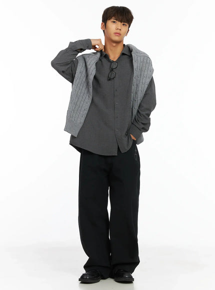 mens-checkered-shirt-ij514 / Gray