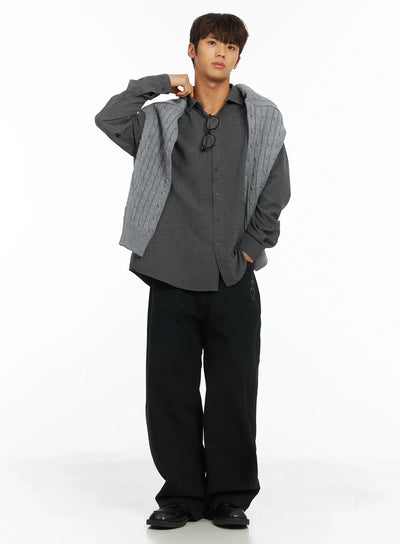 mens-checkered-shirt-ij514 / Gray