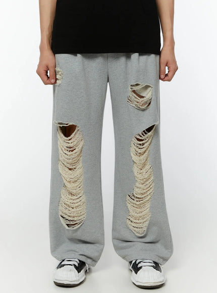 mens-distressed-sweatpants-iu515 / Gray