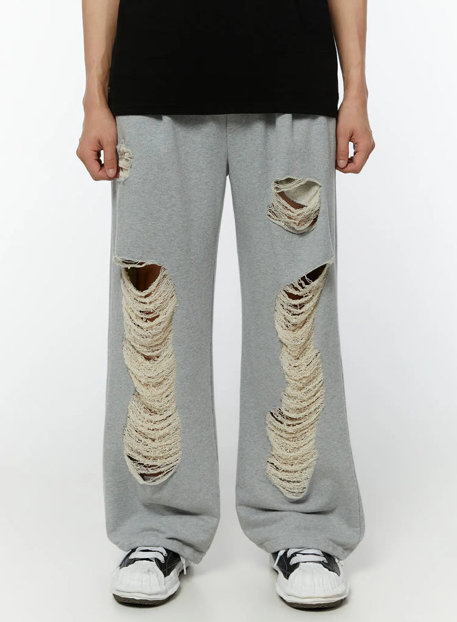 mens-distressed-sweatpants-iu515 / Gray