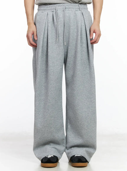 mens-wide-leg-pintuck-sweatpants-im518 / Gray