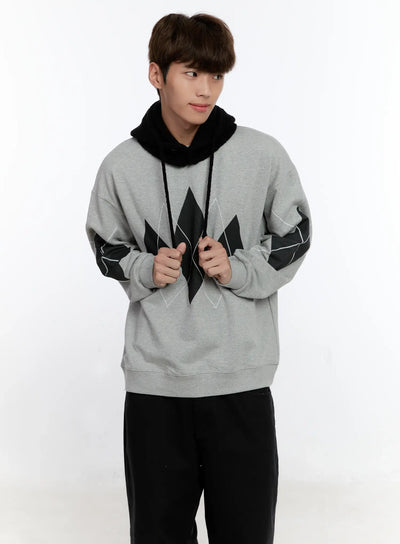 mens-argyle-pattern-sweatshirt-is530 / Gray