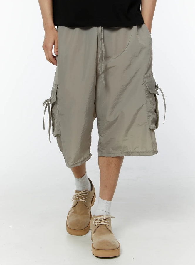 mens-utility-cargo-bermuda-pants-gray-iu508 / Gray