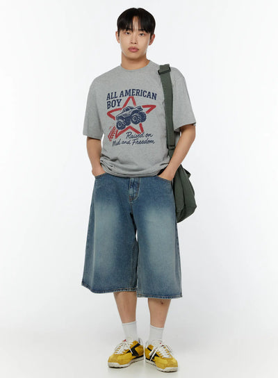 mens-american-graphic-print-t-shirt-iu515 / Gray