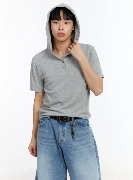 mens-hooded-short-sleeve-tee-ia507 / Gray