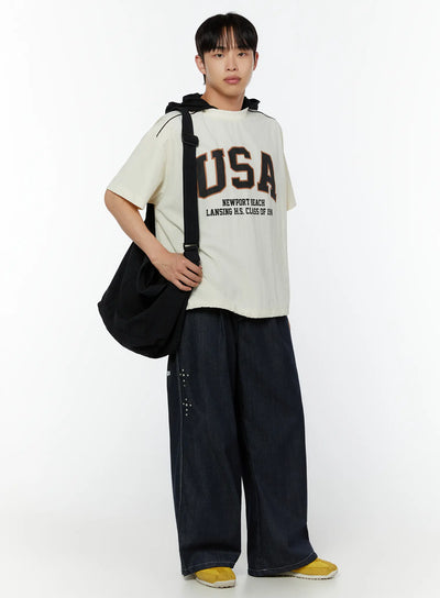 mens-usa-graphic-tee-iu516 / Light beige